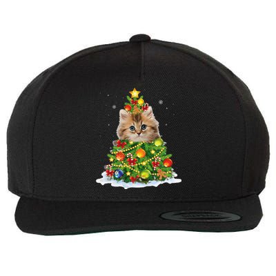 Cat Christmas Tree Ornaments Decor Funny Pajamas Family Xmas Wool Snapback Cap