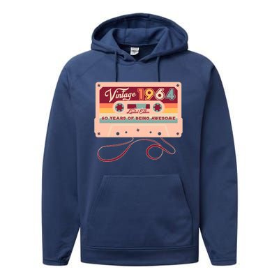 Cute Cassette Tape Limited Edition Vintage 1964 60 Years Of Being Awesome Performance Fleece Hoodie