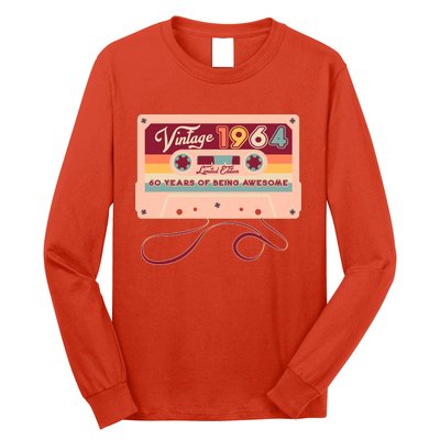 Cute Cassette Tape Limited Edition Vintage 1964 60 Years Of Being Awesome Long Sleeve Shirt