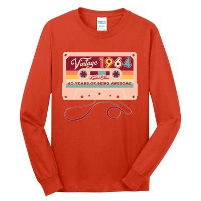 Cute Cassette Tape Limited Edition Vintage 1964 60 Years Of Being Awesome Tall Long Sleeve T-Shirt