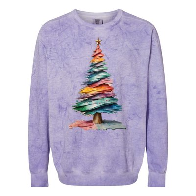 Colorful Christmas Tree Colorblast Crewneck Sweatshirt