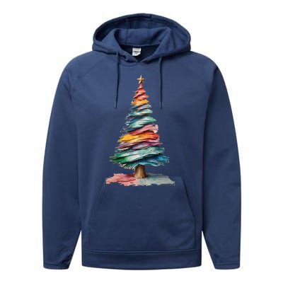 Colorful Christmas Tree Performance Fleece Hoodie