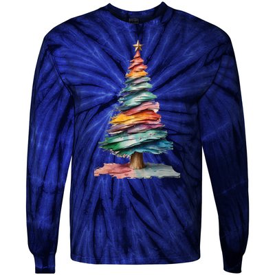 Colorful Christmas Tree Tie-Dye Long Sleeve Shirt