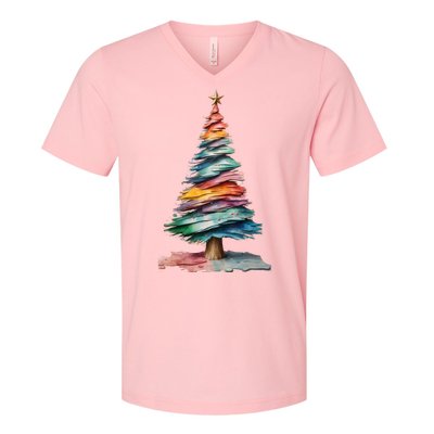 Colorful Christmas Tree V-Neck T-Shirt