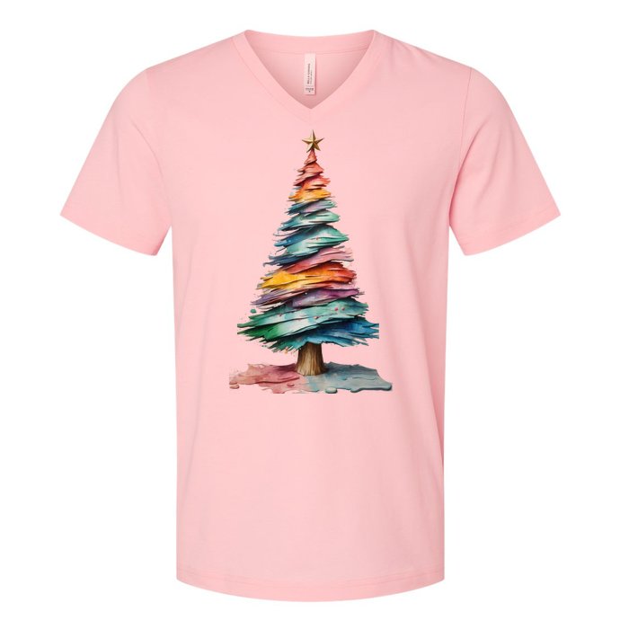 Colorful Christmas Tree V-Neck T-Shirt