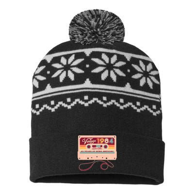 Cute Cassette Tape Limited Edition Vintage 1984 40 Years Of Being Awesome USA-Made Snowflake Beanie