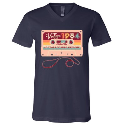 Cute Cassette Tape Limited Edition Vintage 1984 40 Years Of Being Awesome V-Neck T-Shirt