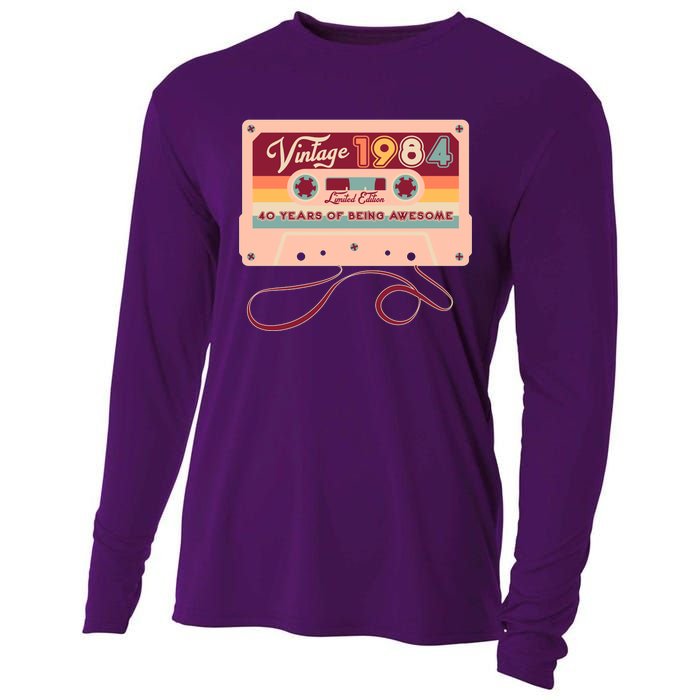 Cute Cassette Tape Limited Edition Vintage 1984 40 Years Of Being Awesome Cooling Performance Long Sleeve Crew