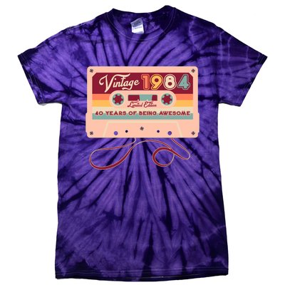 Cute Cassette Tape Limited Edition Vintage 1984 40 Years Of Being Awesome Tie-Dye T-Shirt