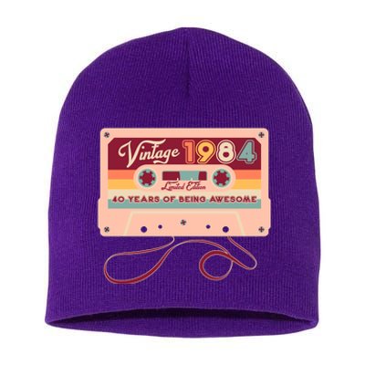 Cute Cassette Tape Limited Edition Vintage 1984 40 Years Of Being Awesome Short Acrylic Beanie