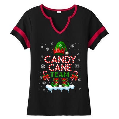 Candy Cane Team Christmas Elf Costume Candies Lover Ladies Halftime Notch Neck Tee