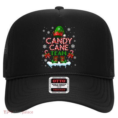 Candy Cane Team Christmas Elf Costume Candies Lover High Crown Mesh Back Trucker Hat