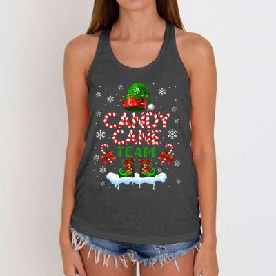 Candy Cane Team Christmas Elf Costume Candies Lover Women's Knotted Racerback Tank