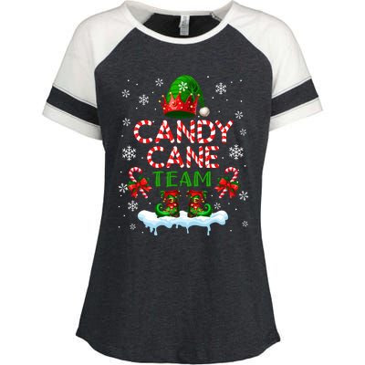 Candy Cane Team Christmas Elf Costume Candies Lover Enza Ladies Jersey Colorblock Tee