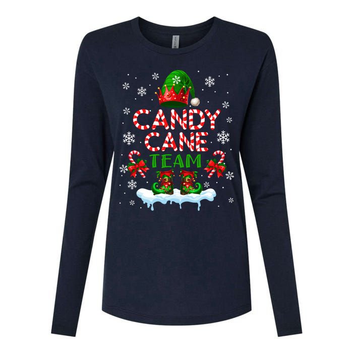 Candy Cane Team Christmas Elf Costume Candies Lover Womens Cotton Relaxed Long Sleeve T-Shirt