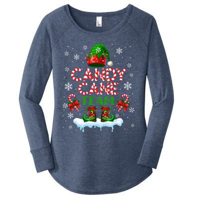 Candy Cane Team Christmas Elf Costume Candies Lover Women's Perfect Tri Tunic Long Sleeve Shirt