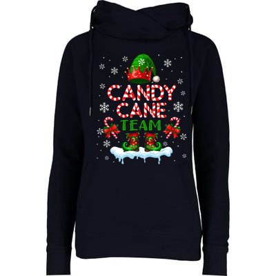 Candy Cane Team Christmas Elf Costume Candies Lover Womens Funnel Neck Pullover Hood