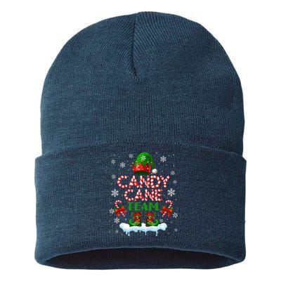 Candy Cane Team Christmas Elf Costume Candies Lover Sustainable Knit Beanie