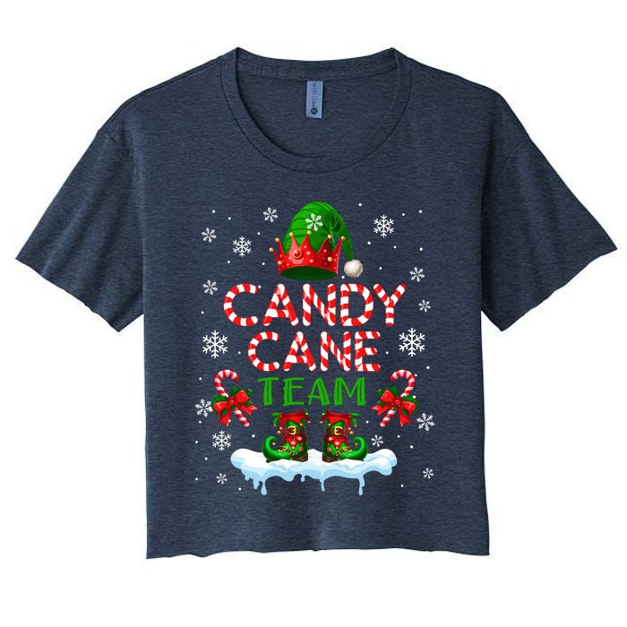 Candy Cane Team Christmas Elf Costume Candies Lover Women's Crop Top Tee