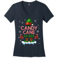 Candy Cane Team Christmas Elf Costume Candies Lover Women's V-Neck T-Shirt