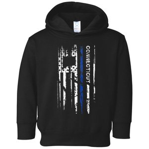 Connecticut Cop Thin Blue Line Leo Police American Flag Toddler Hoodie