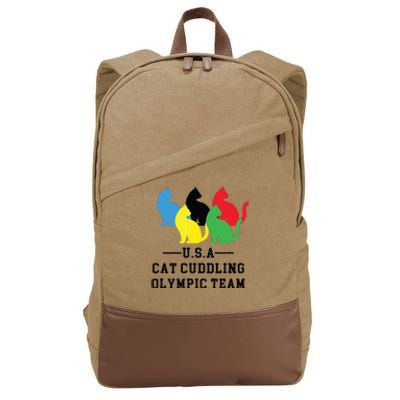 Cat Cuddling Team Cotton Canvas Backpack