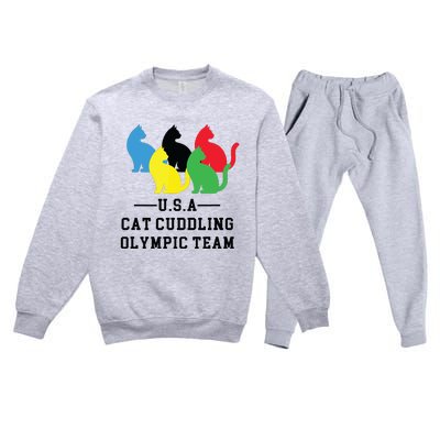 Cat Cuddling Team Premium Crewneck Sweatsuit Set