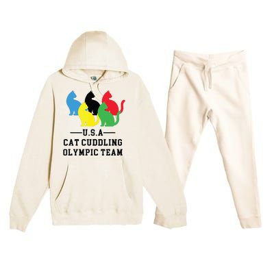 Cat Cuddling Team Premium Hooded Sweatsuit Set