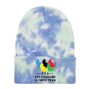 Cat Cuddling Team Tie Dye 12in Knit Beanie