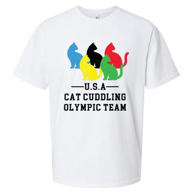 Cat Cuddling Team Sueded Cloud Jersey T-Shirt