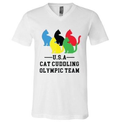 Cat Cuddling Team V-Neck T-Shirt