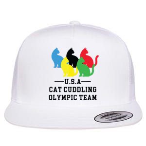 Cat Cuddling Team Flat Bill Trucker Hat