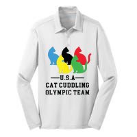 Cat Cuddling Team Silk Touch Performance Long Sleeve Polo