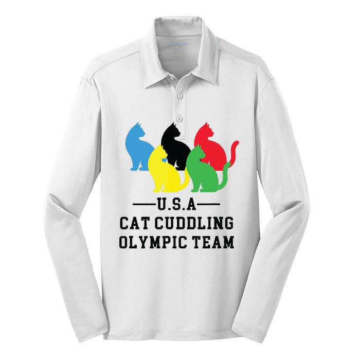 Cat Cuddling Team Silk Touch Performance Long Sleeve Polo