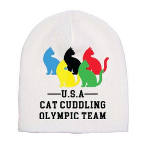 Cat Cuddling Team Short Acrylic Beanie