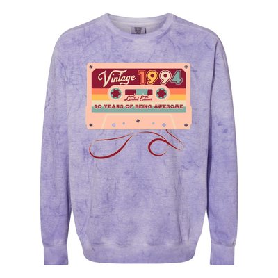 Cute Cassette Tape Limited Edition Vintage 1994 30 Years Of Being Awesome Colorblast Crewneck Sweatshirt