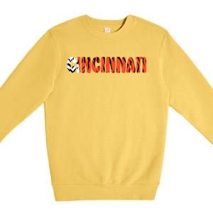 Cincinnati Cool Tiger Striped Animal Print Gift Premium Crewneck Sweatshirt