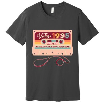 Cute Cassette Tape Limited Edition Vintage 1935 90 Years Of Being Awesome Premium T-Shirt