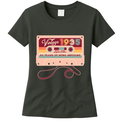 Cute Cassette Tape Limited Edition Vintage 1935 90 Years Of Being Awesome Womens T-Shirt