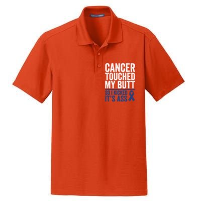 Colorectal Cancer Touched My Butt Kick Colon Cancer Butt Funny Gift Dry Zone Grid Polo