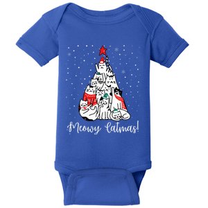 Cat Christmas Tree Meowy Catmas Cat Baby Bodysuit