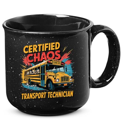 Certified Chaos Transport Technician Funny School Bus 15oz Campfire Ceramic Mug