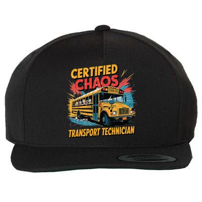 Certified Chaos Transport Technician Funny School Bus Wool Snapback Cap