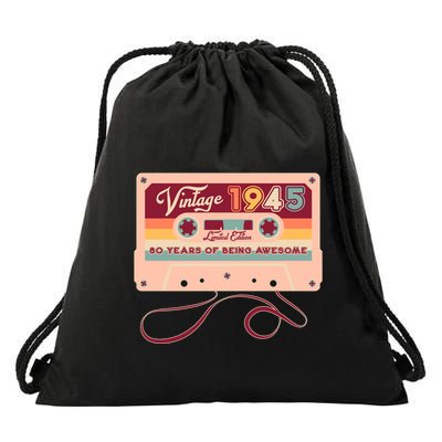 Cute Cassette Tape Limited Edition Vintage 1945 80 Years Of Being Awesome Drawstring Bag