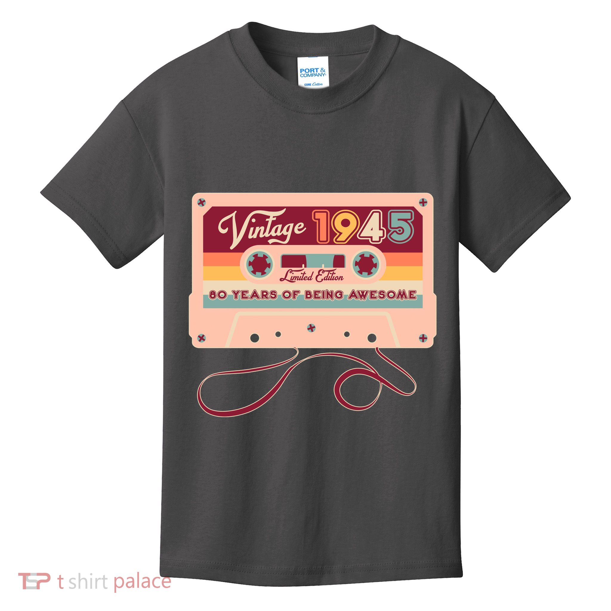 Cute Cassette Tape Limited Edition Vintage 1945 80 Years Of Being Awesome Kids T-Shirt