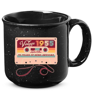 Cute Cassette Tape Limited Edition Vintage 1955 70 Years Of Being Awesome 15oz Campfire Ceramic Mug