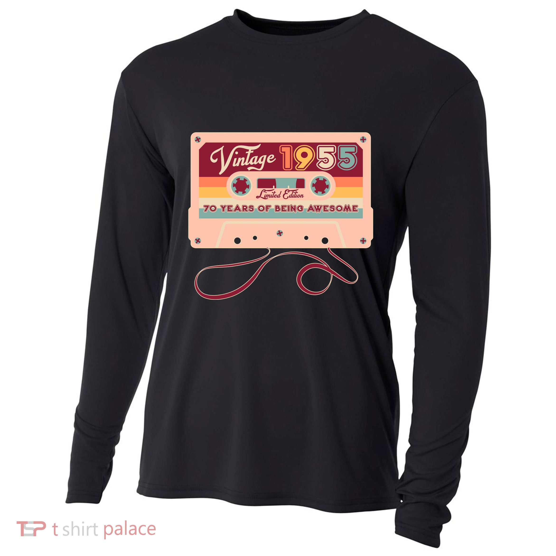 Cute Cassette Tape Limited Edition Vintage 1955 70 Years Of Being Awesome Cooling Performance Long Sleeve Crew