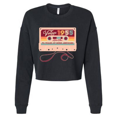 Cute Cassette Tape Limited Edition Vintage 1955 70 Years Of Being Awesome Cropped Pullover Crew
