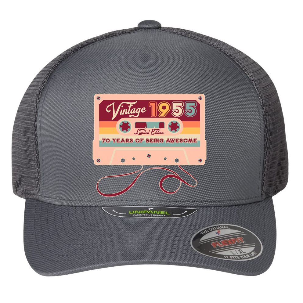 Cute Cassette Tape Limited Edition Vintage 1955 70 Years Of Being Awesome Flexfit Unipanel Trucker Cap
