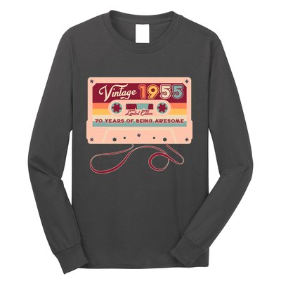 Cute Cassette Tape Limited Edition Vintage 1955 70 Years Of Being Awesome Long Sleeve Shirt